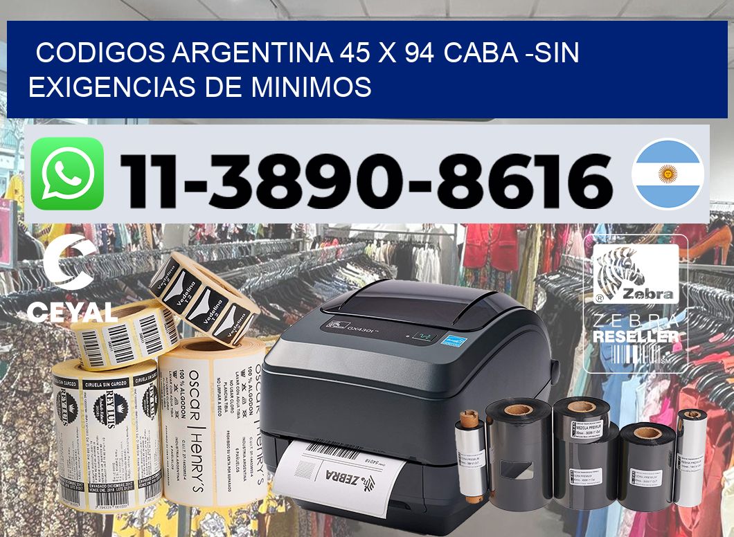 codigos Argentina 45 x 94 CABA -Sin exigencias de minimos