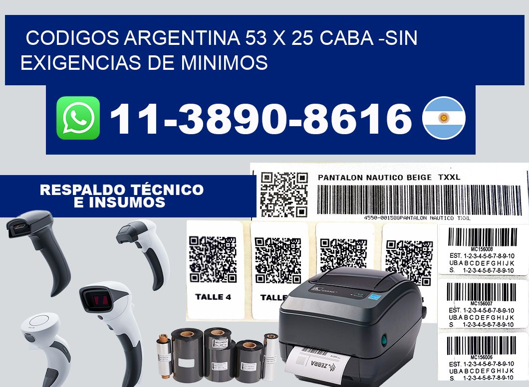 codigos Argentina 53 x 25 CABA -Sin exigencias de minimos