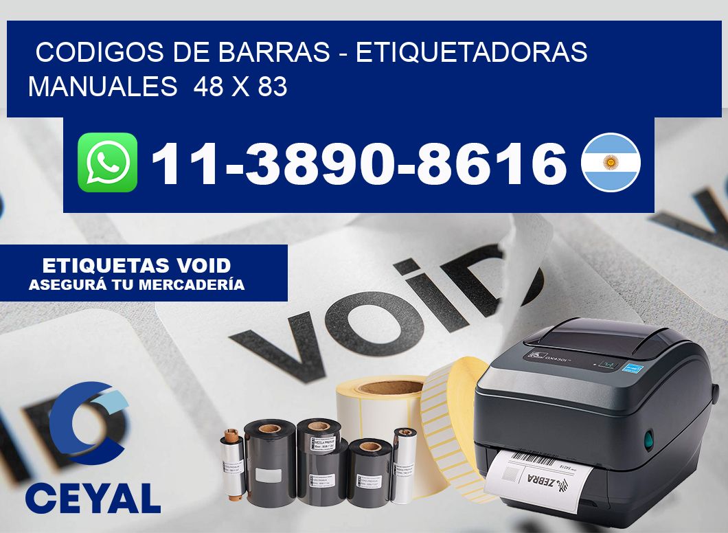 codigos de barras - Etiquetadoras Manuales  48 x 83