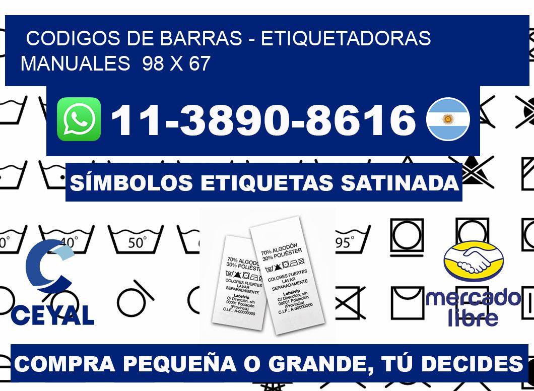 codigos de barras - Etiquetadoras Manuales  98 x 67