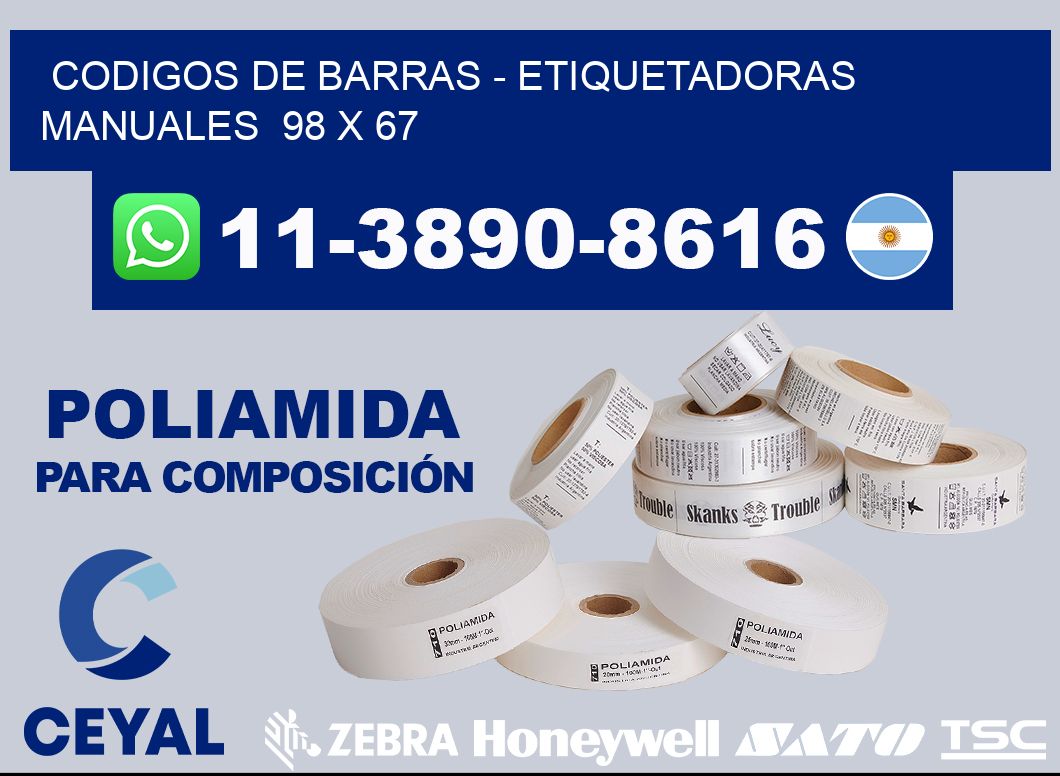 codigos de barras - Etiquetadoras Manuales  98 x 67