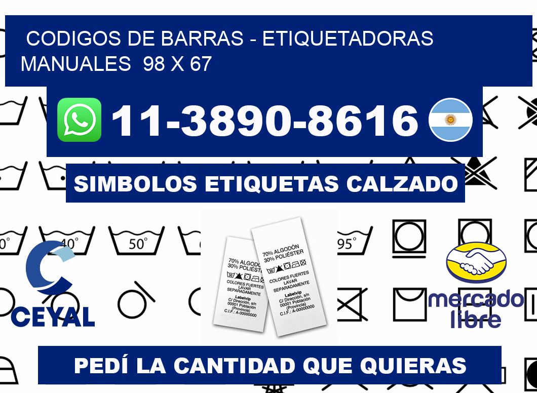 codigos de barras - Etiquetadoras Manuales  98 x 67