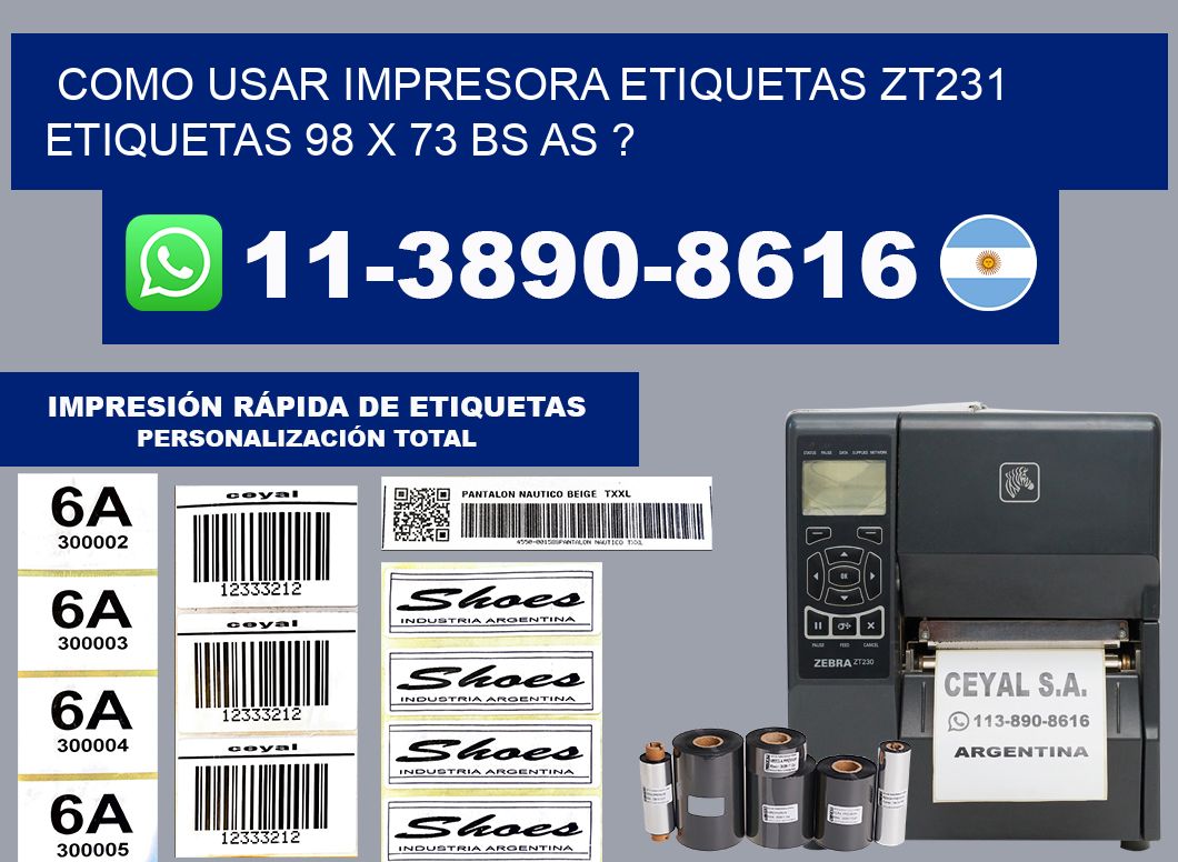 como usar impresora etiquetas zt231 etiquetas 98 x 73 BS AS ?