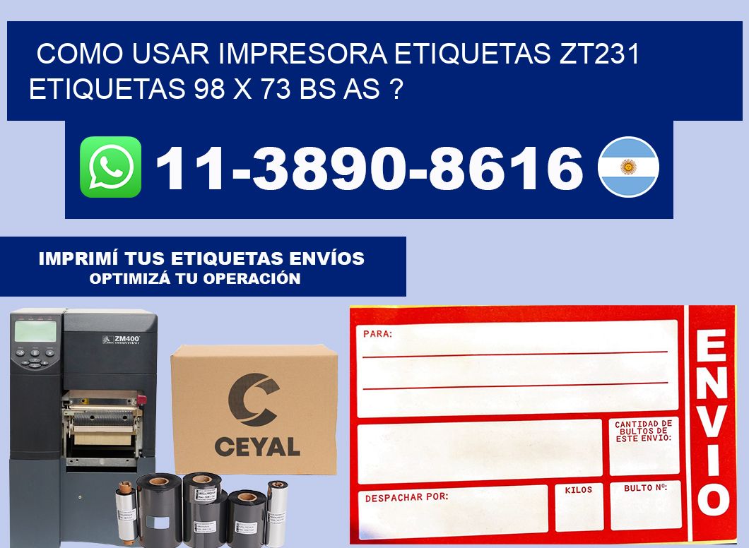como usar impresora etiquetas zt231 etiquetas 98 x 73 BS AS ?