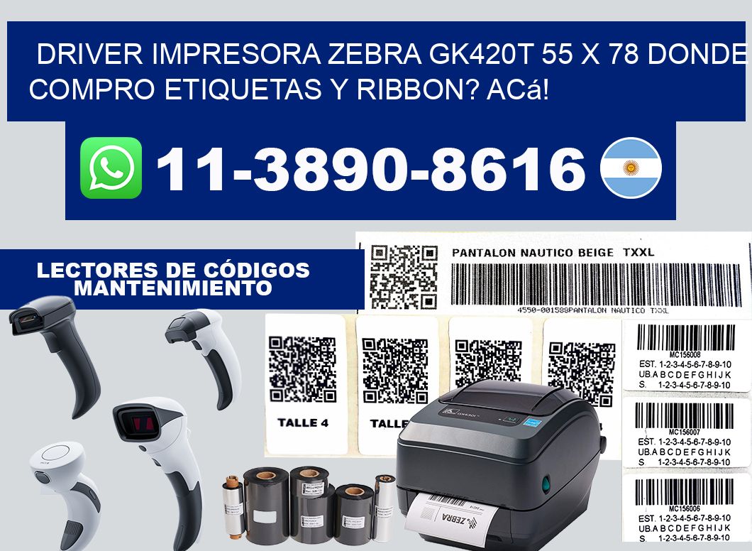 driver impresora zebra gk420t 55 x 78 Donde compro etiquetas y ribbon? Acá!
