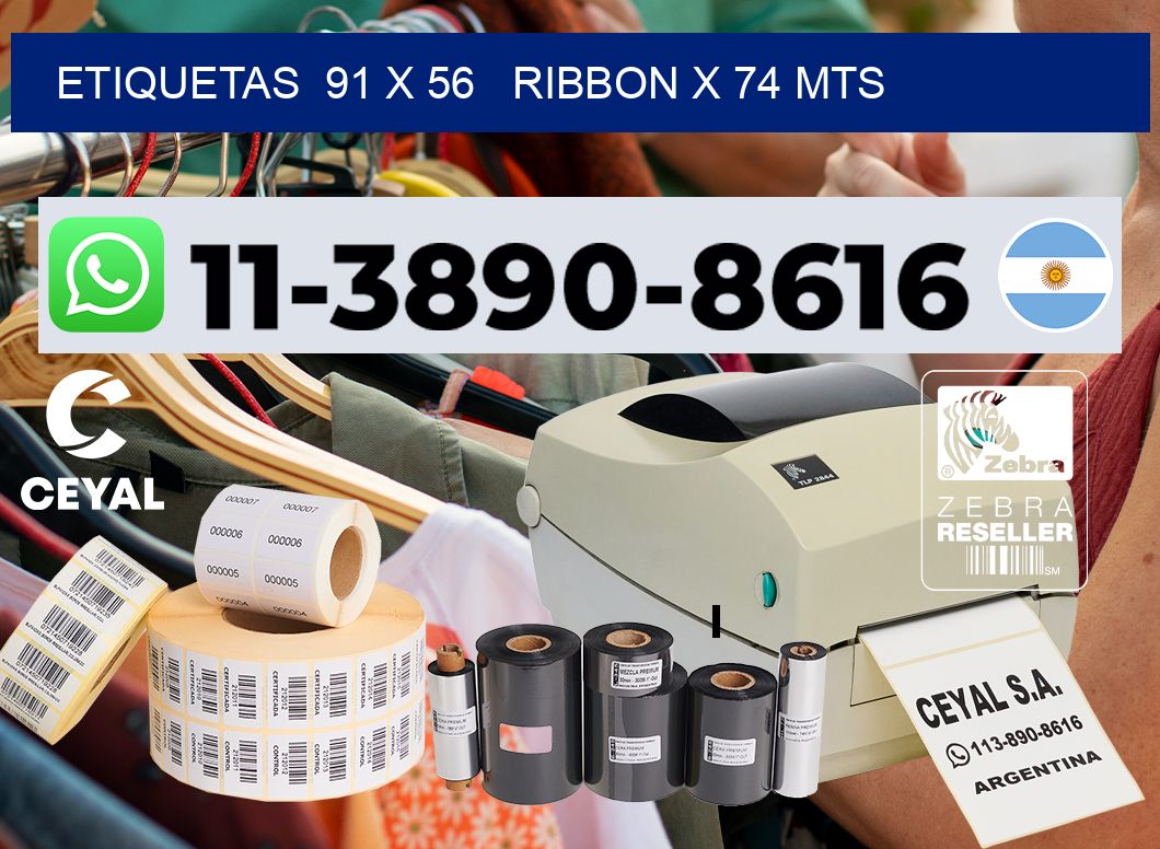 etiquetas  91 x 56   ribbon x 74 mts