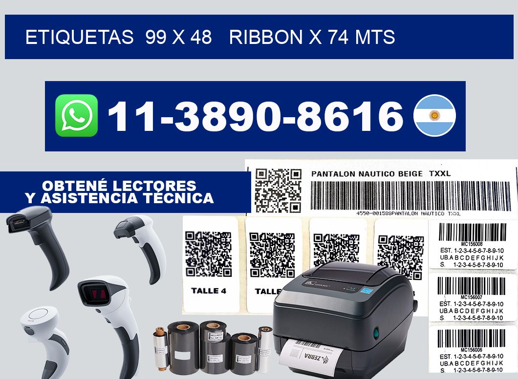 etiquetas  99 x 48   ribbon x 74 mts