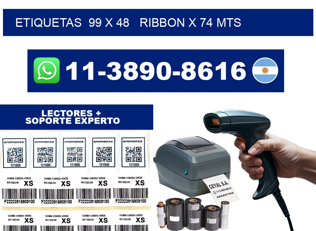 etiquetas  99 x 48   ribbon x 74 mts