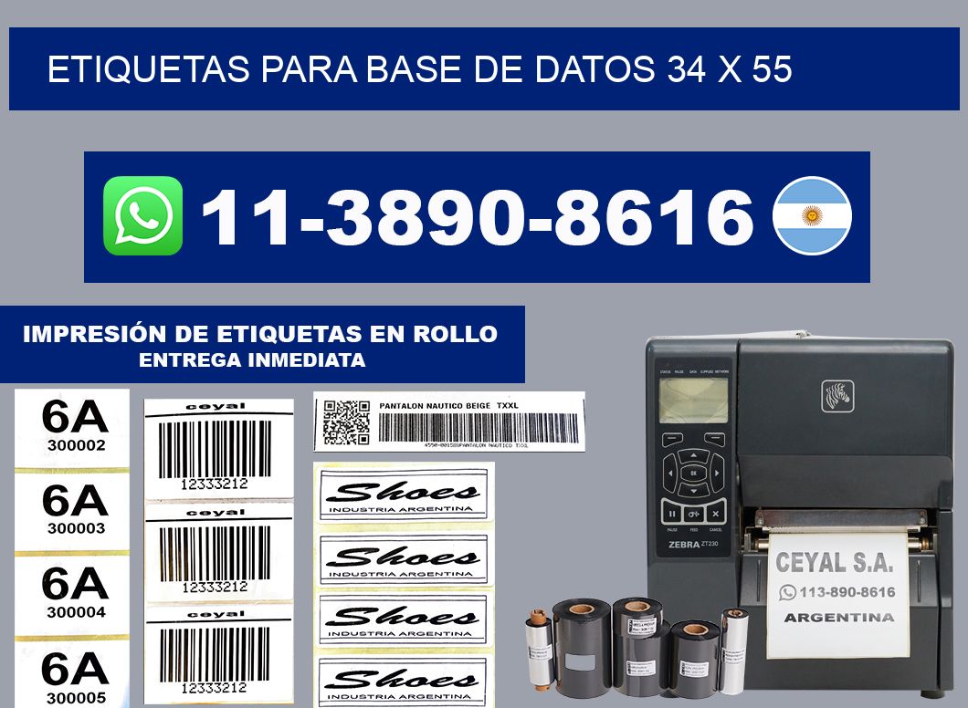 etiquetas para base de datos 34 x 55