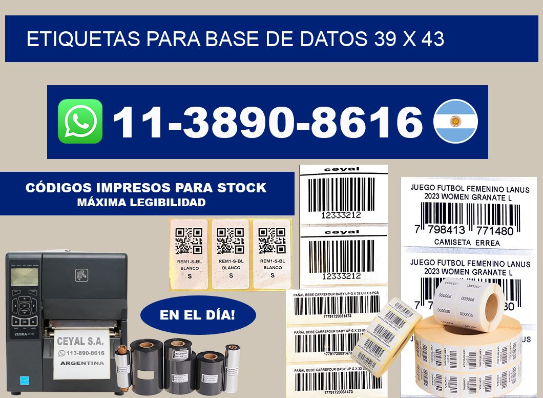 etiquetas para base de datos 39 x 43