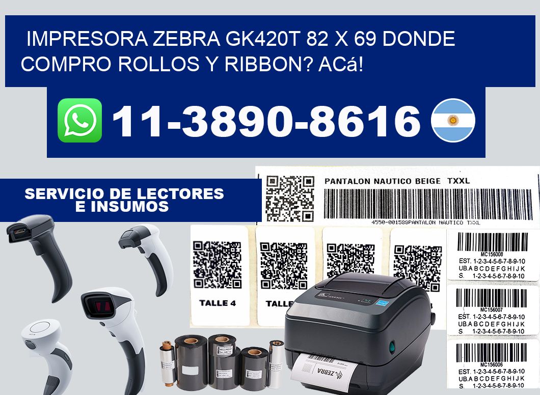 impresora zebra gk420t 82 x 69 Donde compro rollos y ribbon? Acá!