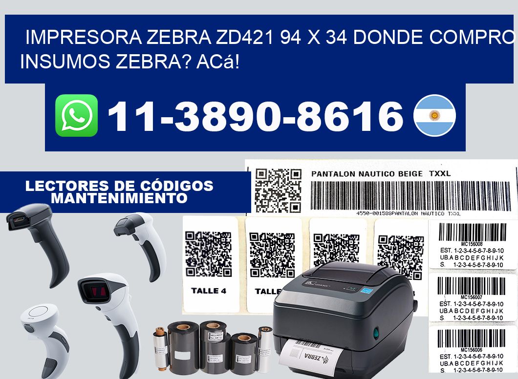 impresora zebra zd421 94 x 34 Donde compro insumos zebra? Acá!