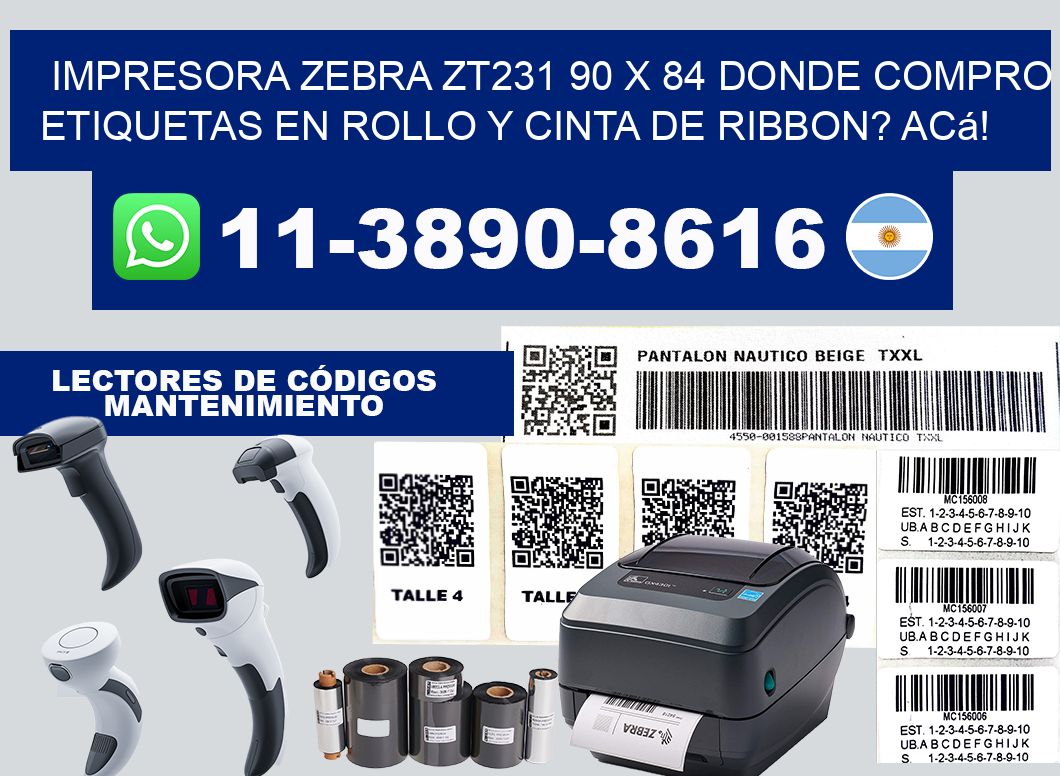 impresora zebra zt231 90 x 84 Donde compro etiquetas en rollo y cinta de ribbon? Acá!