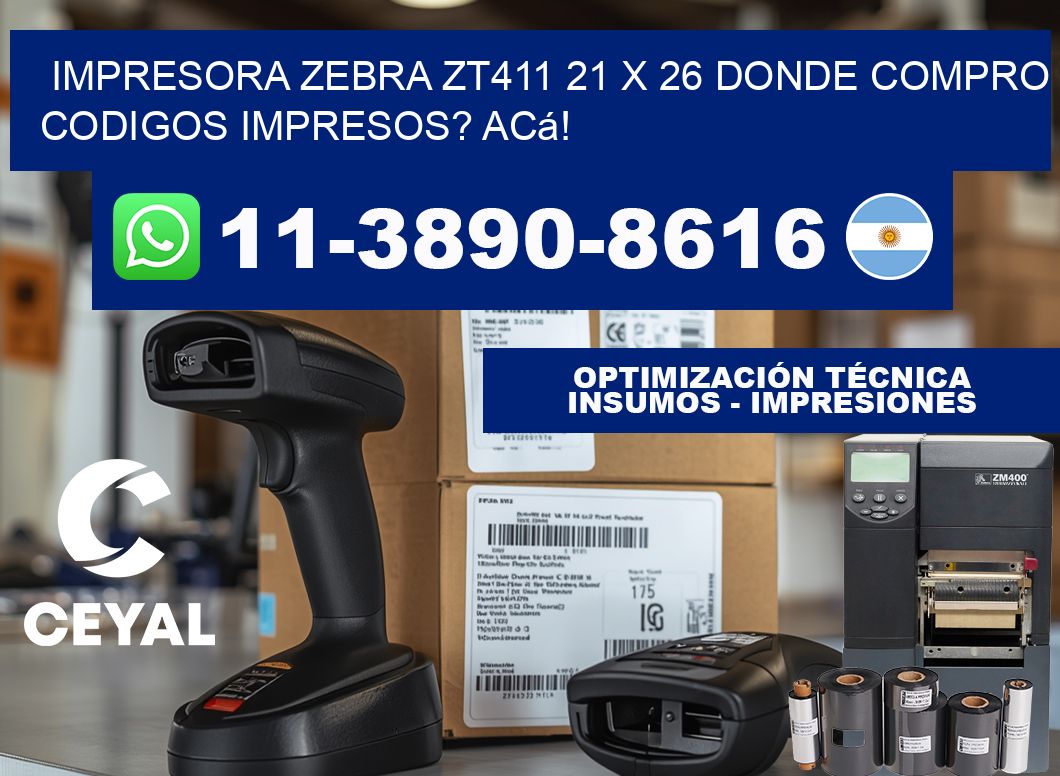 impresora zebra zt411 21 x 26 Donde compro codigos impresos? Acá!