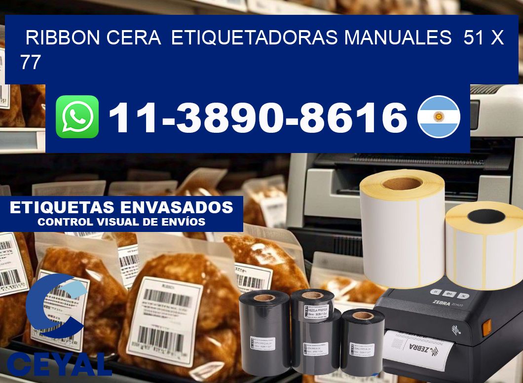ribbon cera  Etiquetadoras Manuales  51 x 77