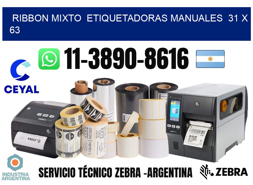 ribbon mixto  Etiquetadoras Manuales  31 x 63