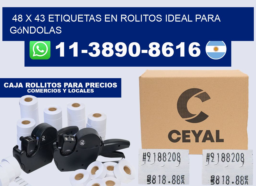 48 x 43 etiquetas en rolitos ideal para góndolas