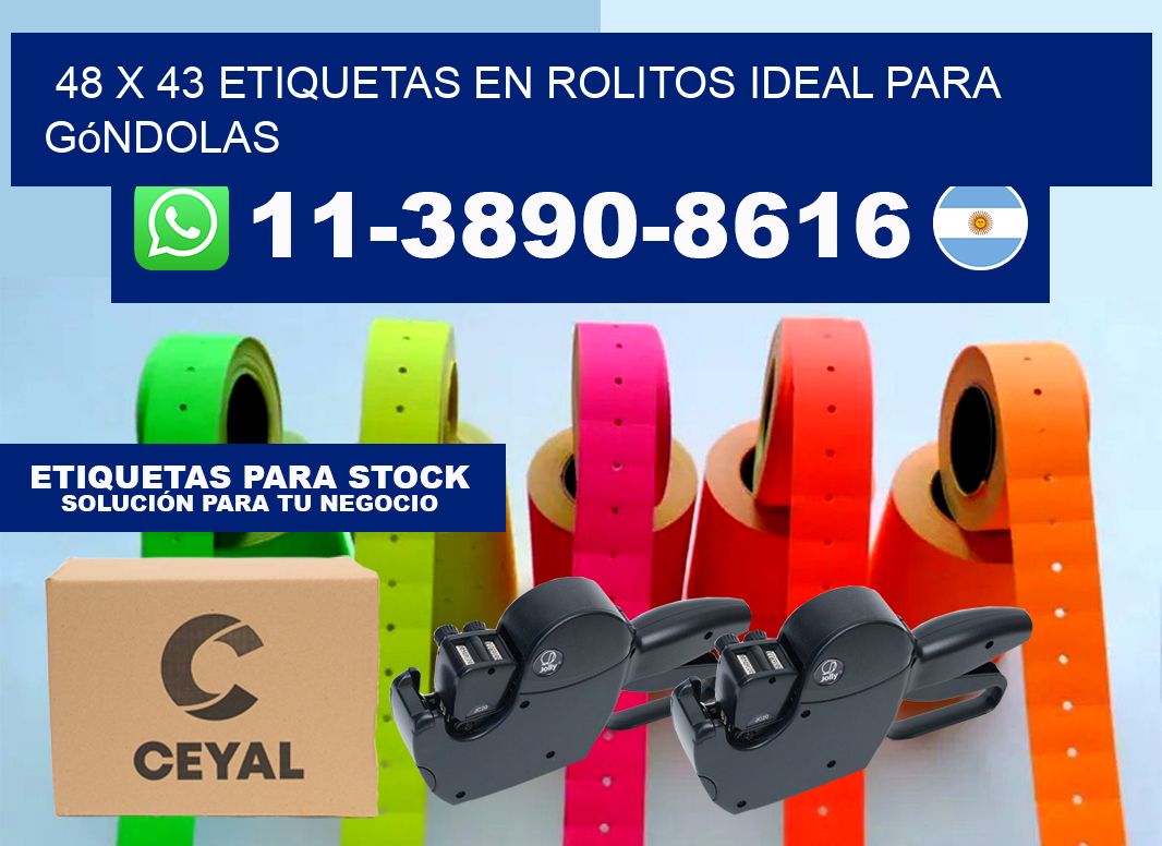 48 x 43 etiquetas en rolitos ideal para góndolas