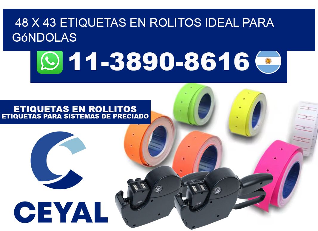 48 x 43 etiquetas en rolitos ideal para góndolas