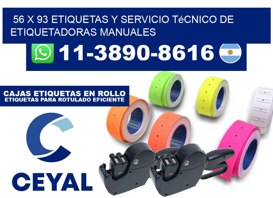 56 x 93 etiquetas y servicio técnico de etiquetadoras manuales