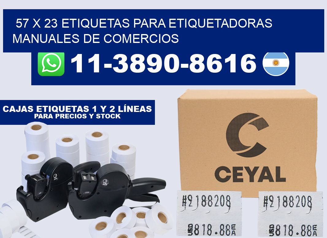 57 x 23 etiquetas para etiquetadoras manuales de comercios