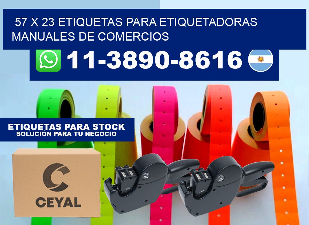 57 x 23 etiquetas para etiquetadoras manuales de comercios
