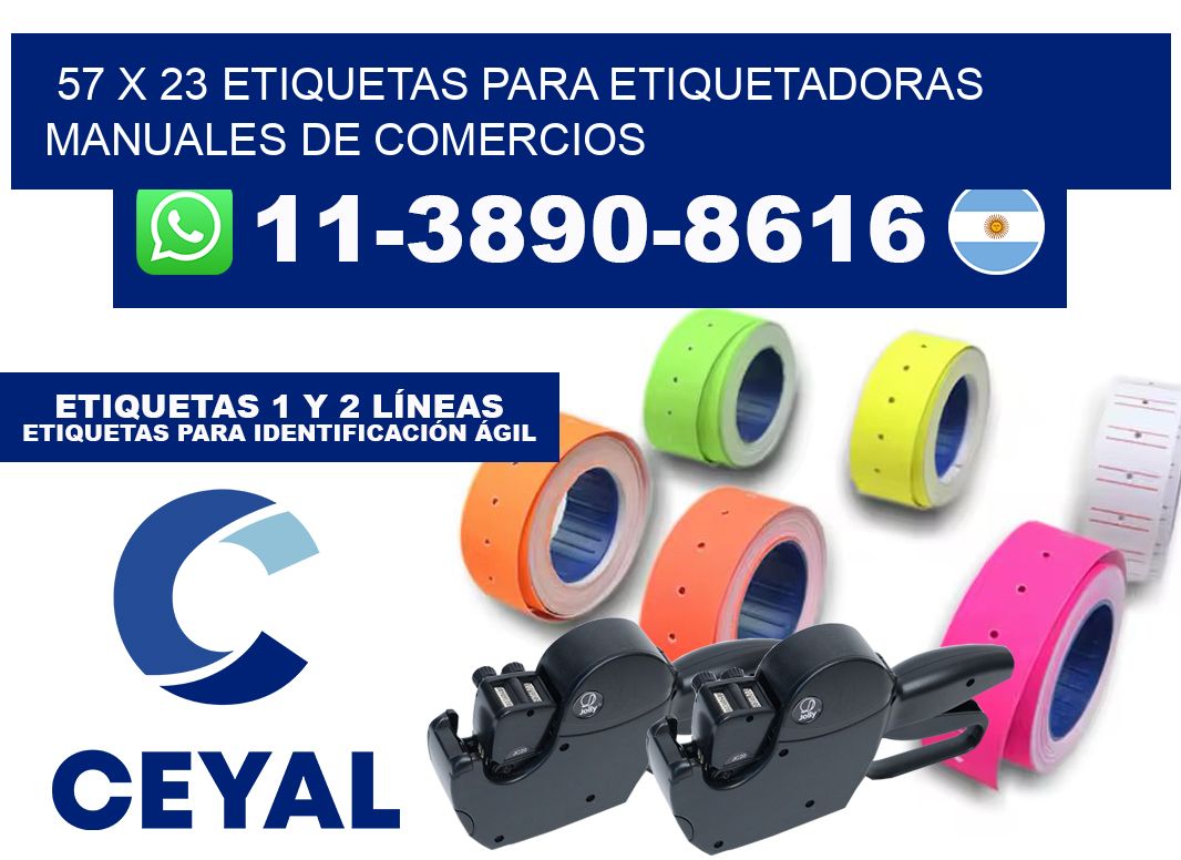 57 x 23 etiquetas para etiquetadoras manuales de comercios