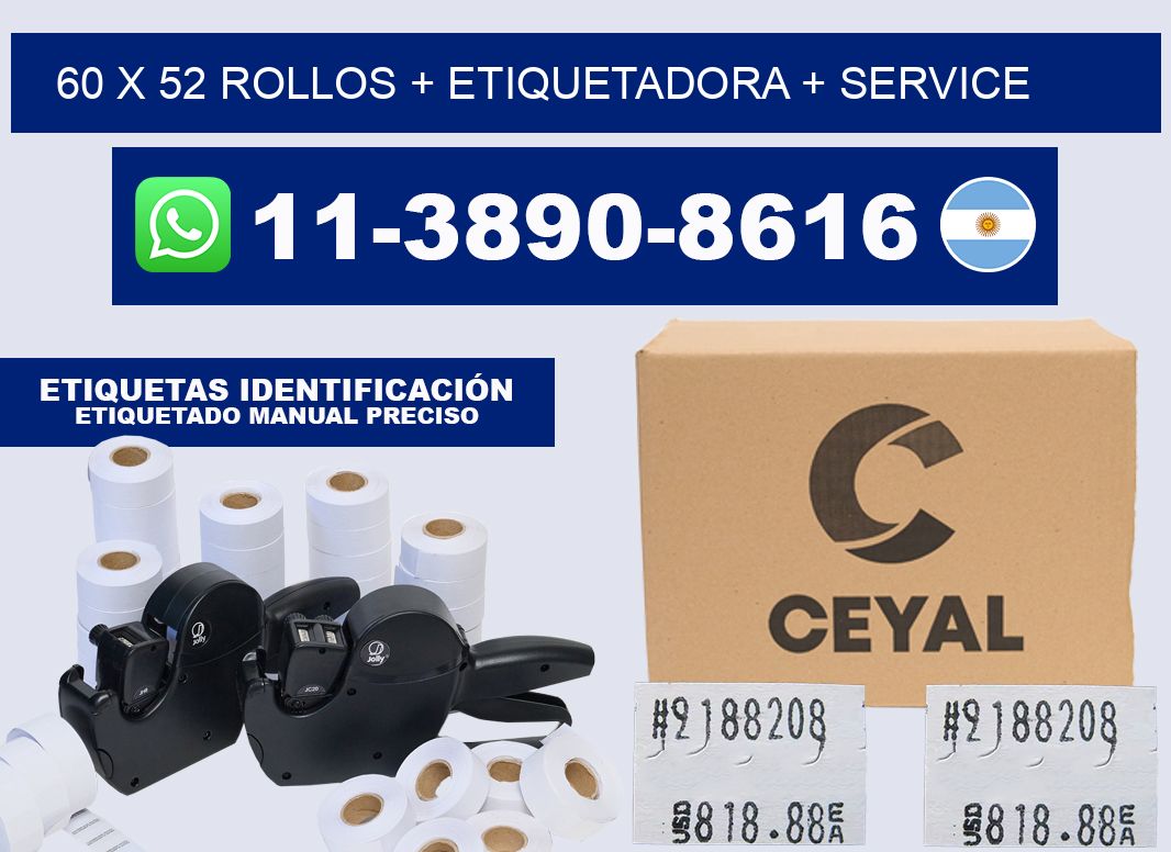 60 x 52 rollos + etiquetadora + service