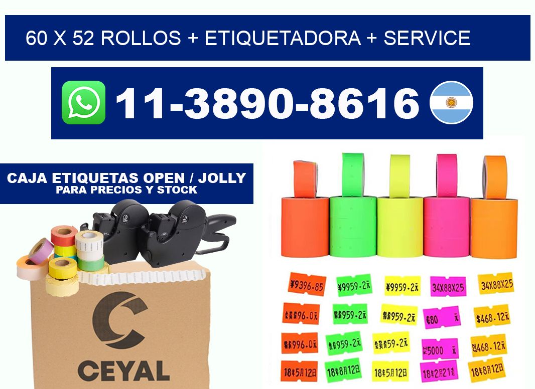 60 x 52 rollos + etiquetadora + service