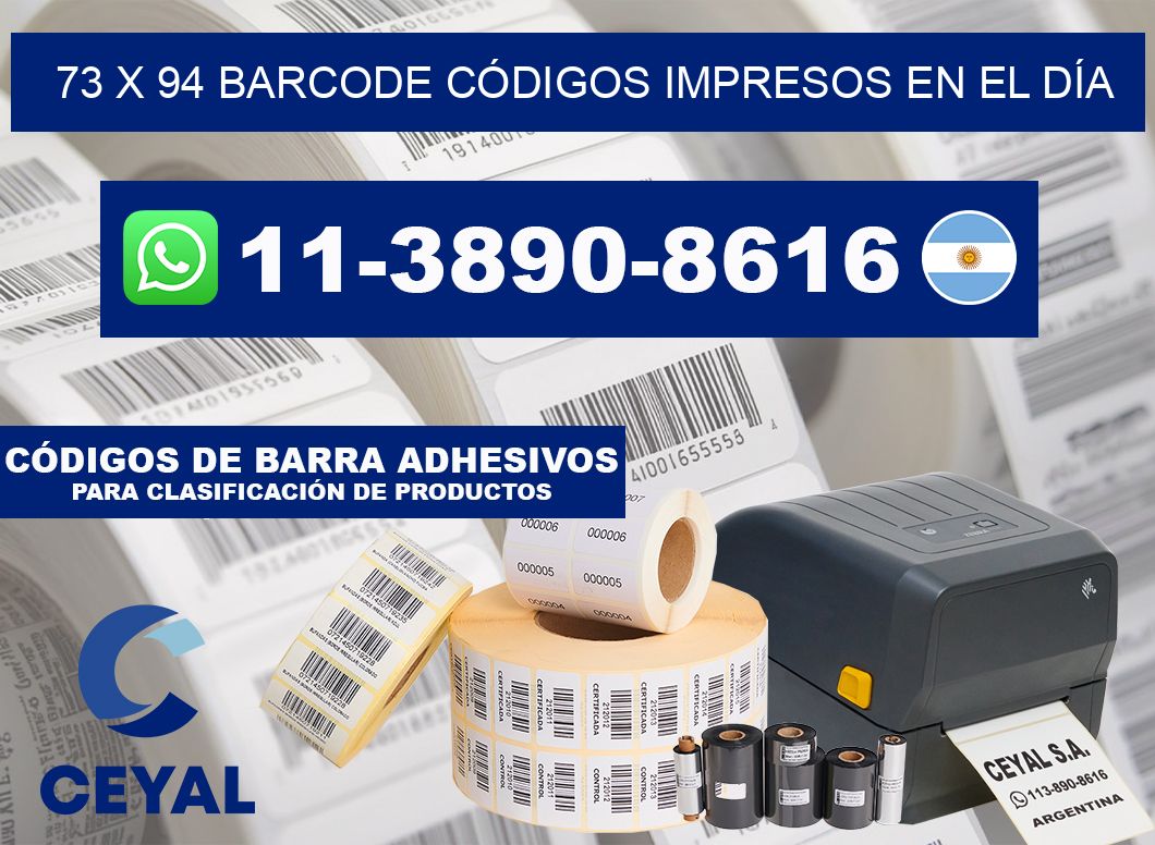 73 x 94 BARCODE CÓDIGOS IMPRESOS EN EL DÍA
