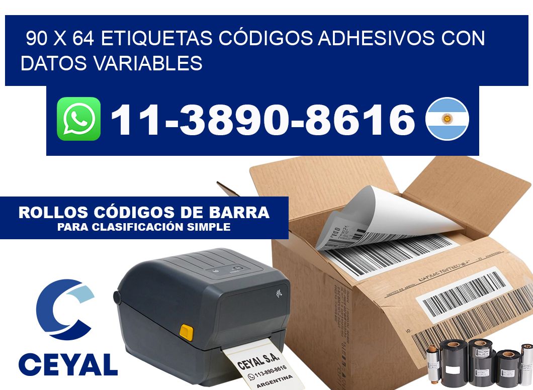 90 x 64 ETIQUETAS CÓDIGOS ADHESIVOS CON DATOS VARIABLES