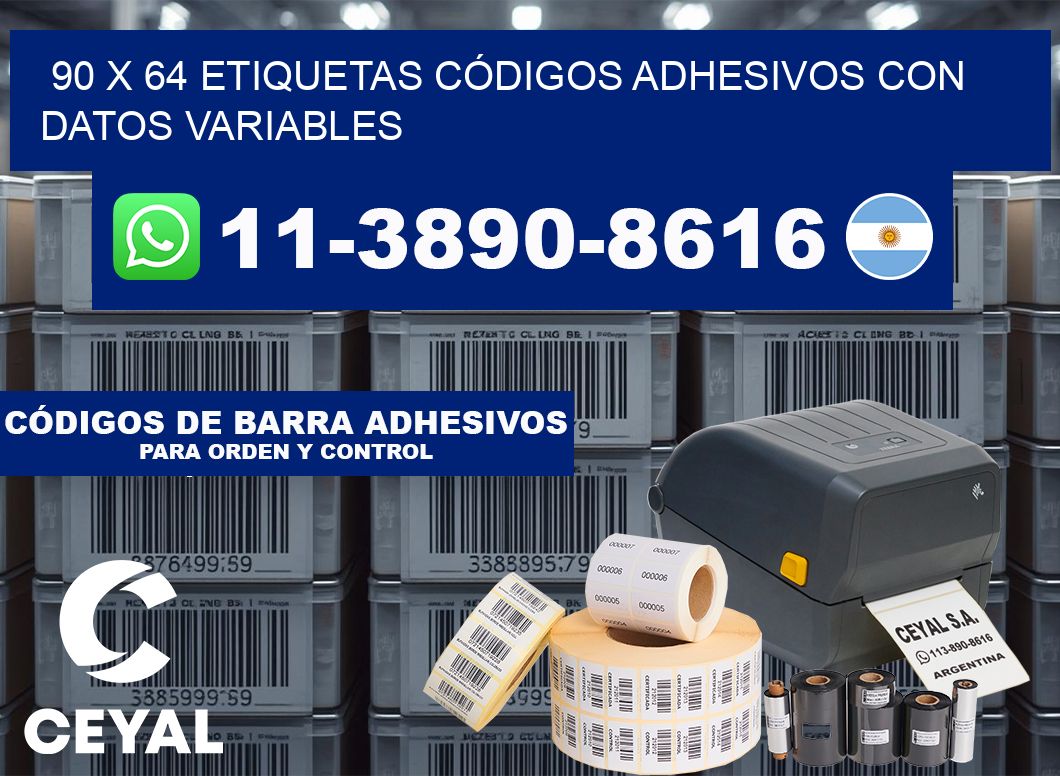 90 x 64 ETIQUETAS CÓDIGOS ADHESIVOS CON DATOS VARIABLES