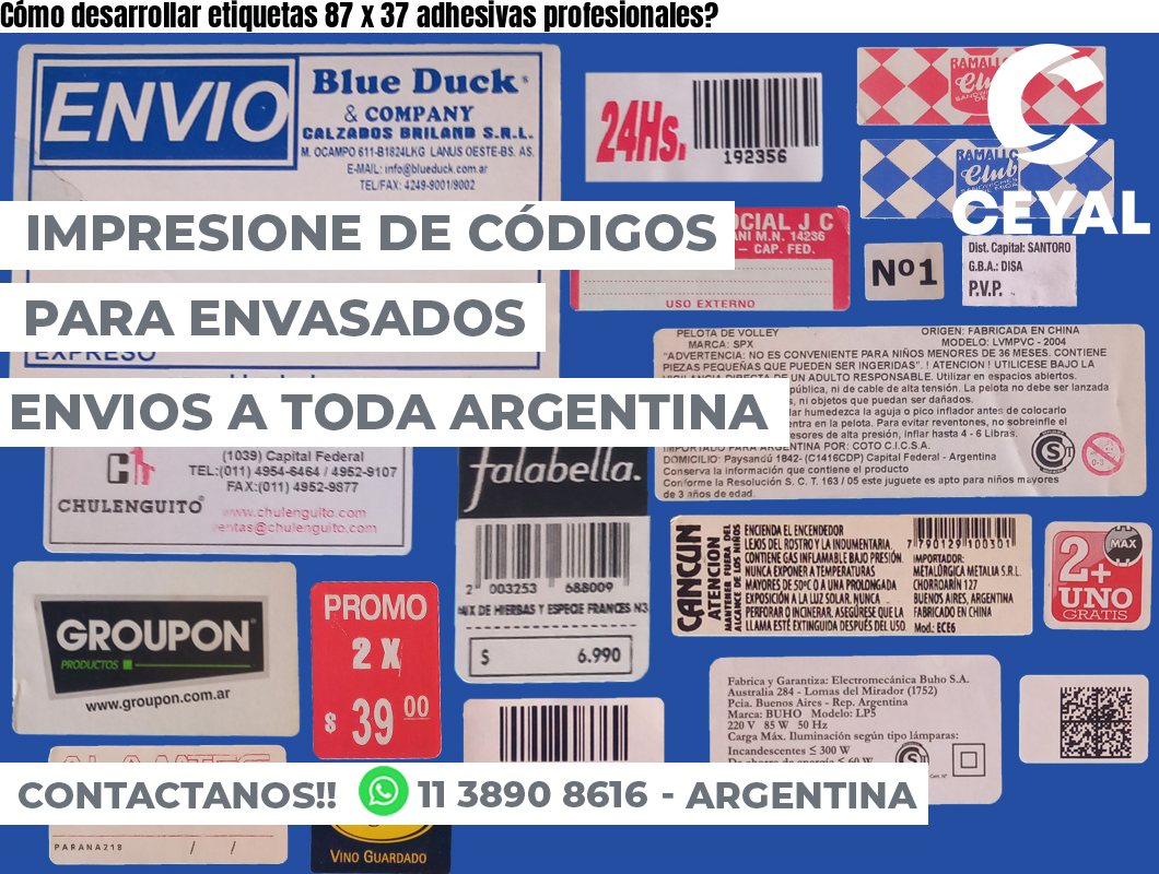 Cómo desarrollar etiquetas 87 x 37 adhesivas profesionales?