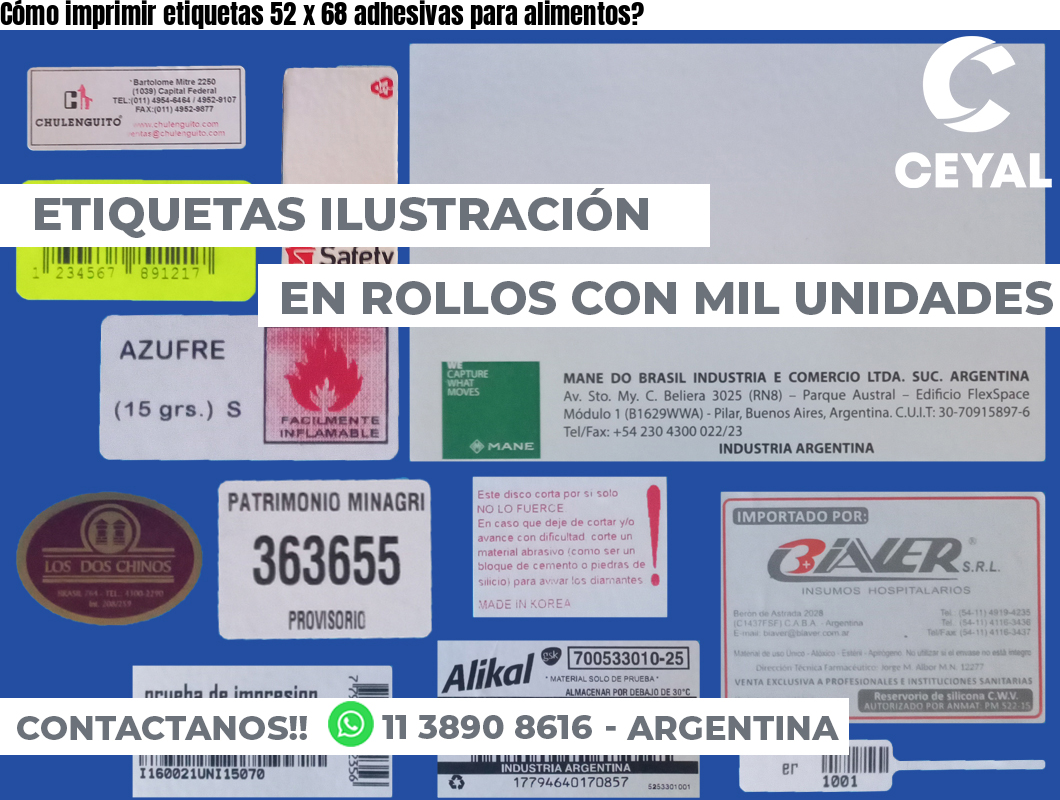 Cómo imprimir etiquetas 52 x 68 adhesivas para alimentos?