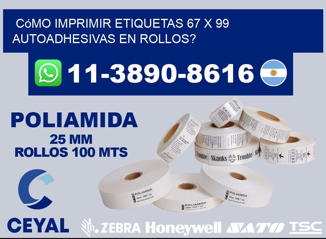 Cómo imprimir etiquetas 67 x 99 autoadhesivas en rollos?
