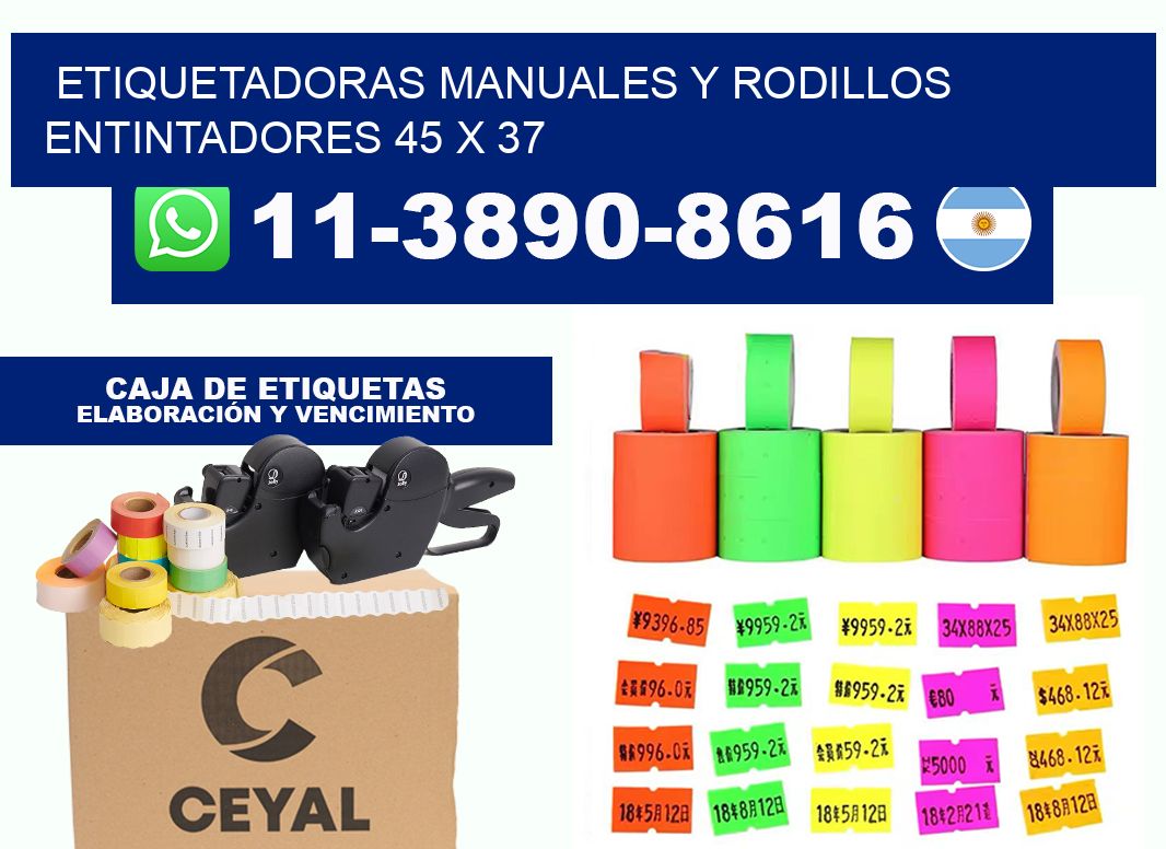 Etiquetadoras manuales y rodillos entintadores 45 x 37