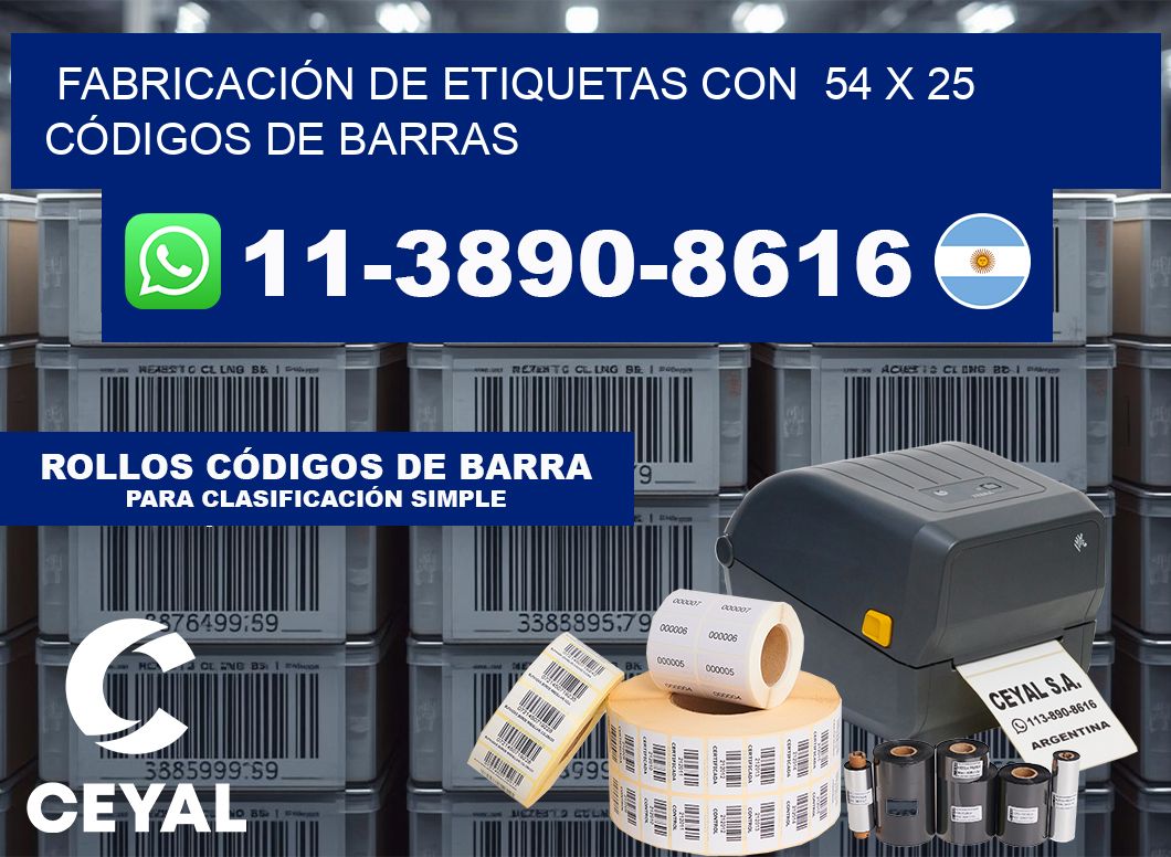 FABRICACIÓN DE ETIQUETAS CON  54 x 25 CÓDIGOS DE BARRAS