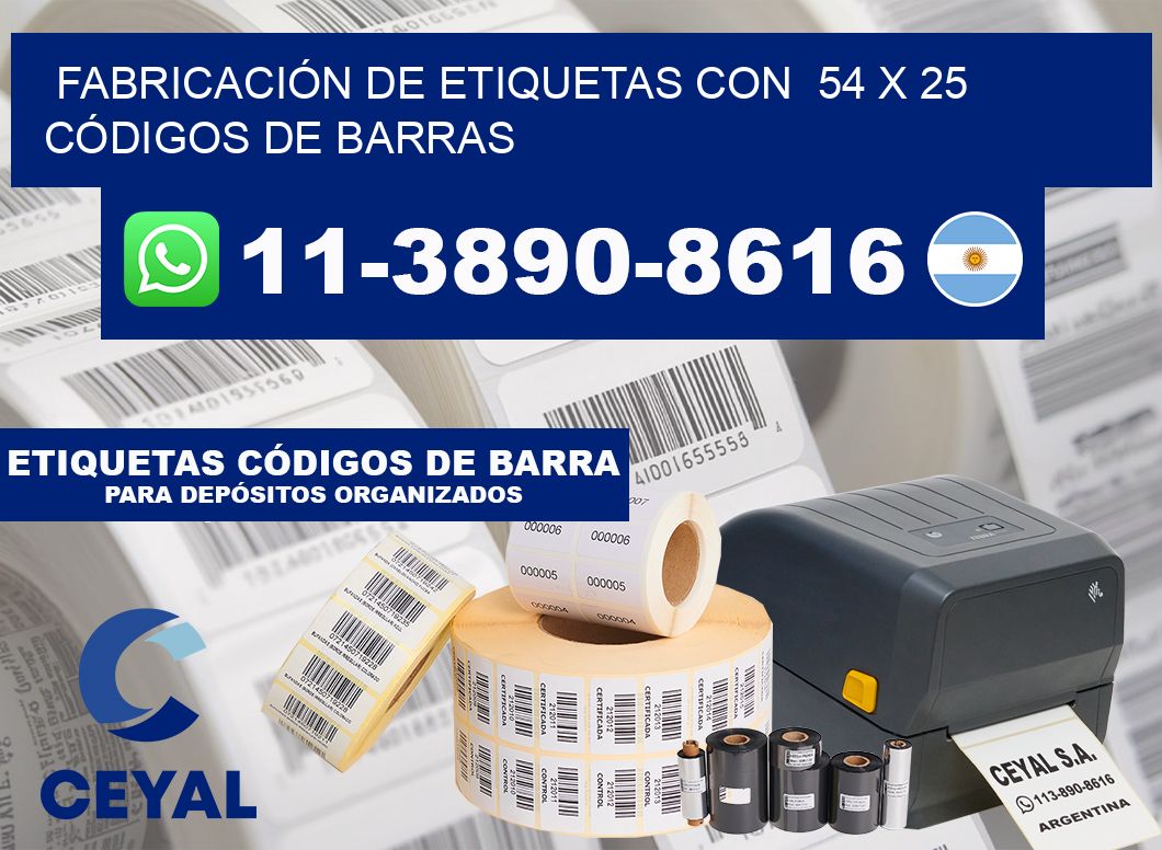 FABRICACIÓN DE ETIQUETAS CON  54 x 25 CÓDIGOS DE BARRAS