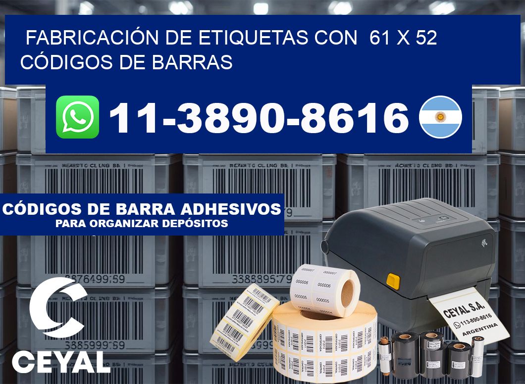 FABRICACIÓN DE ETIQUETAS CON 61 x 52 CÓDIGOS DE BARRAS