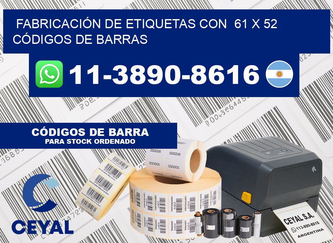 FABRICACIÓN DE ETIQUETAS CON  61 x 52 CÓDIGOS DE BARRAS