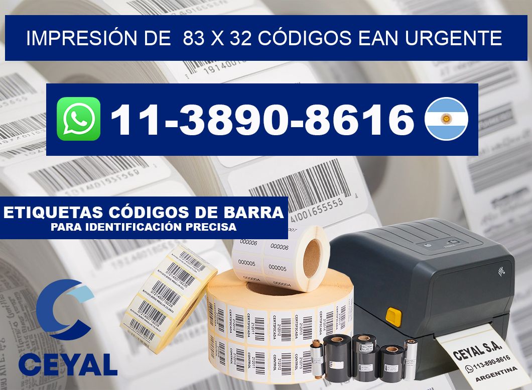 IMPRESIÓN DE  83 x 32 CÓDIGOS EAN URGENTE
