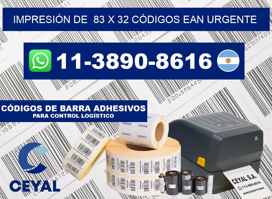 IMPRESIÓN DE  83 x 32 CÓDIGOS EAN URGENTE