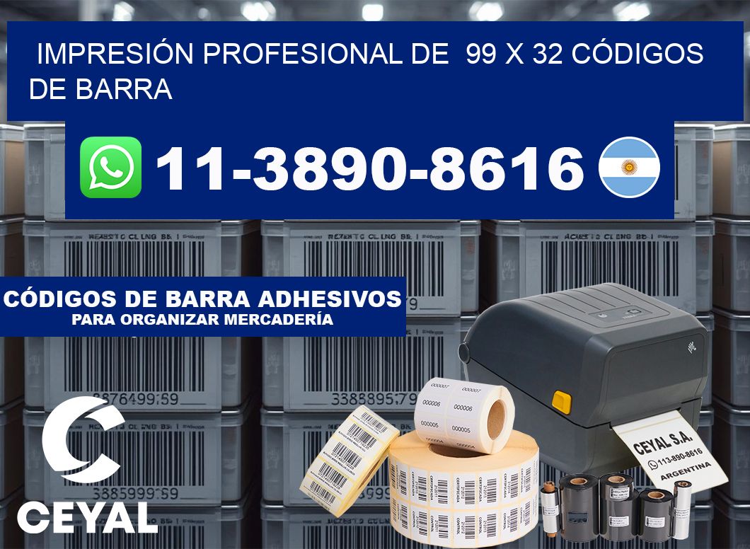 IMPRESIÓN PROFESIONAL DE  99 x 32 CÓDIGOS DE BARRA