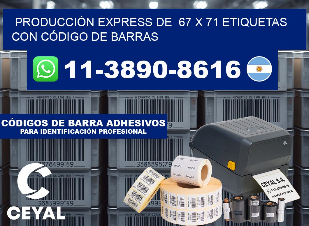 PRODUCCIÓN EXPRESS DE  67 x 71 ETIQUETAS CON CÓDIGO DE BARRAS