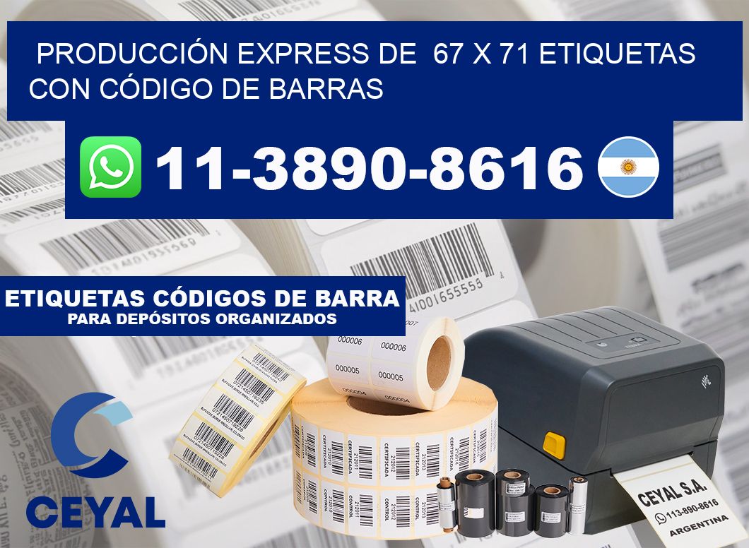 PRODUCCIÓN EXPRESS DE  67 x 71 ETIQUETAS CON CÓDIGO DE BARRAS