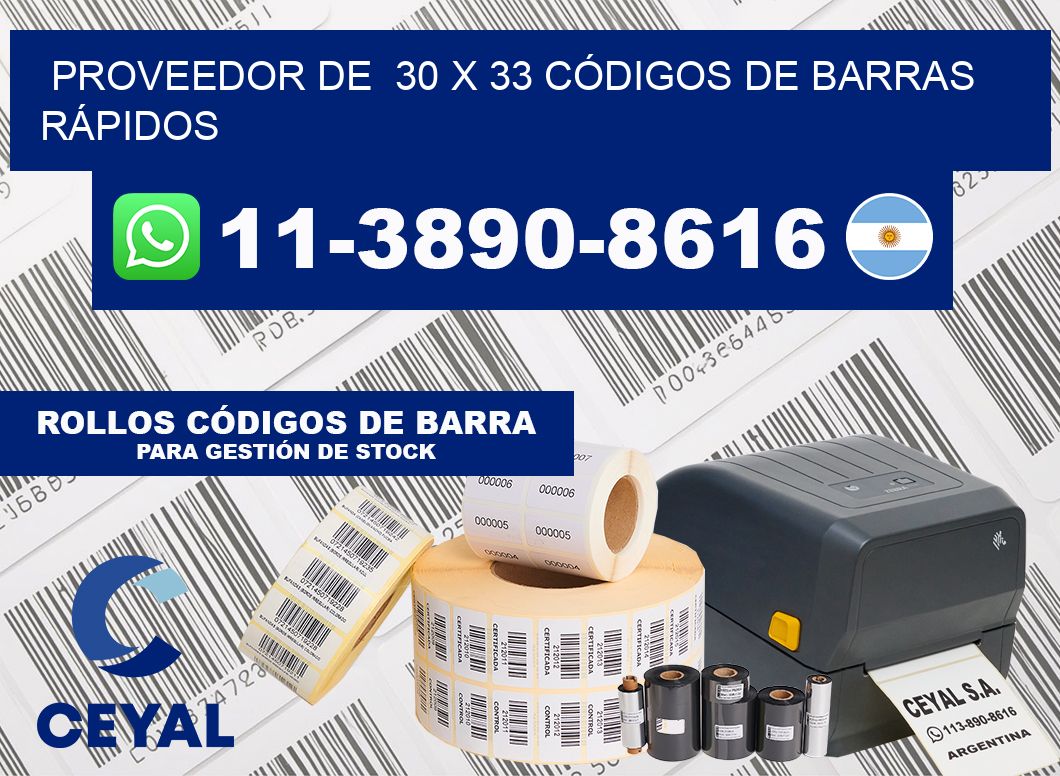 PROVEEDOR DE  30 x 33 CÓDIGOS DE BARRAS RÁPIDOS