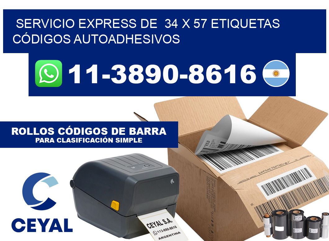 SERVICIO EXPRESS DE  34 x 57 ETIQUETAS CÓDIGOS AUTOADHESIVOS