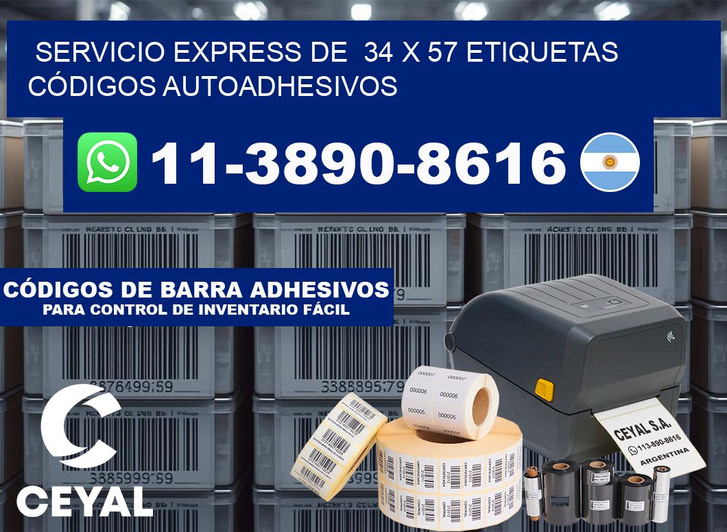 SERVICIO EXPRESS DE  34 x 57 ETIQUETAS CÓDIGOS AUTOADHESIVOS