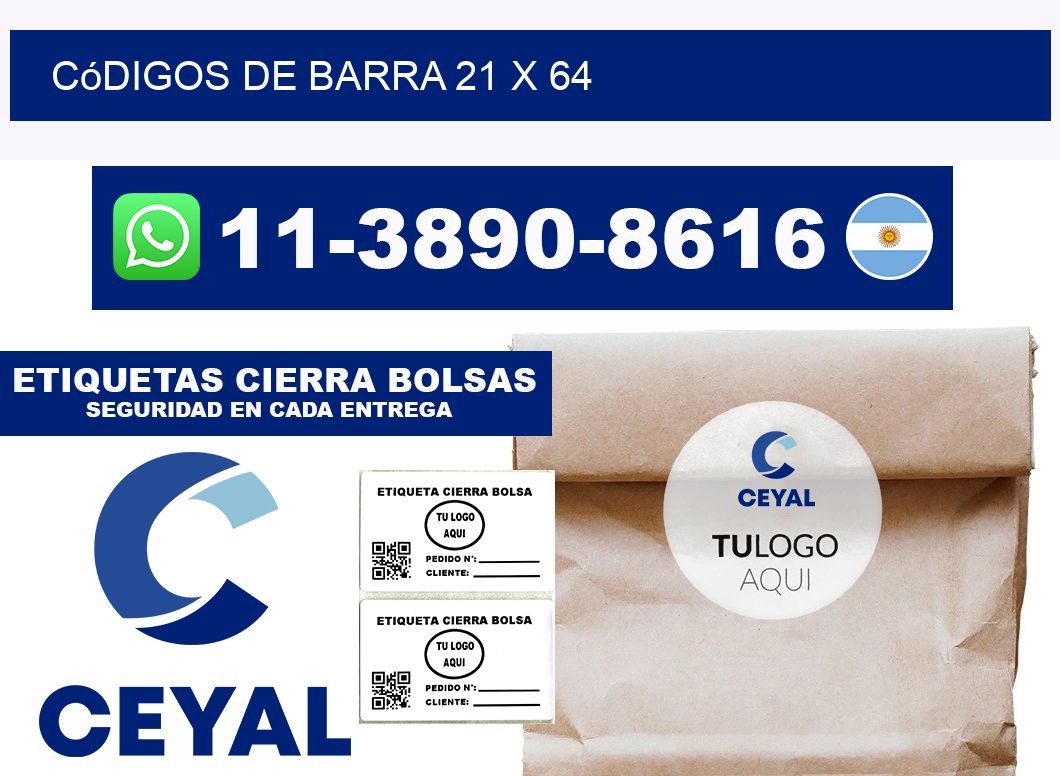 códigos de barra 21 x 64