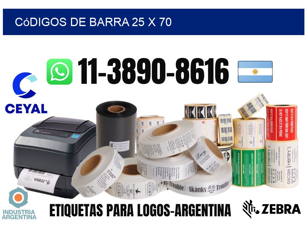 códigos de barra 25 x 70